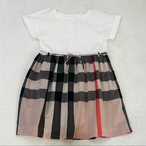Burberry White Top with Beige Black and Red Plaid Skirt Kids Dress